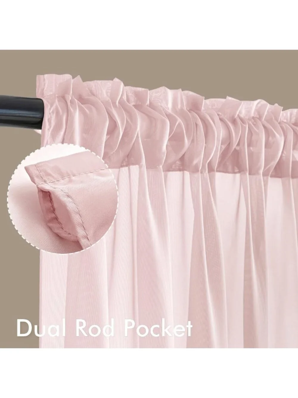 Blush Pink Sheer Curtains, 63